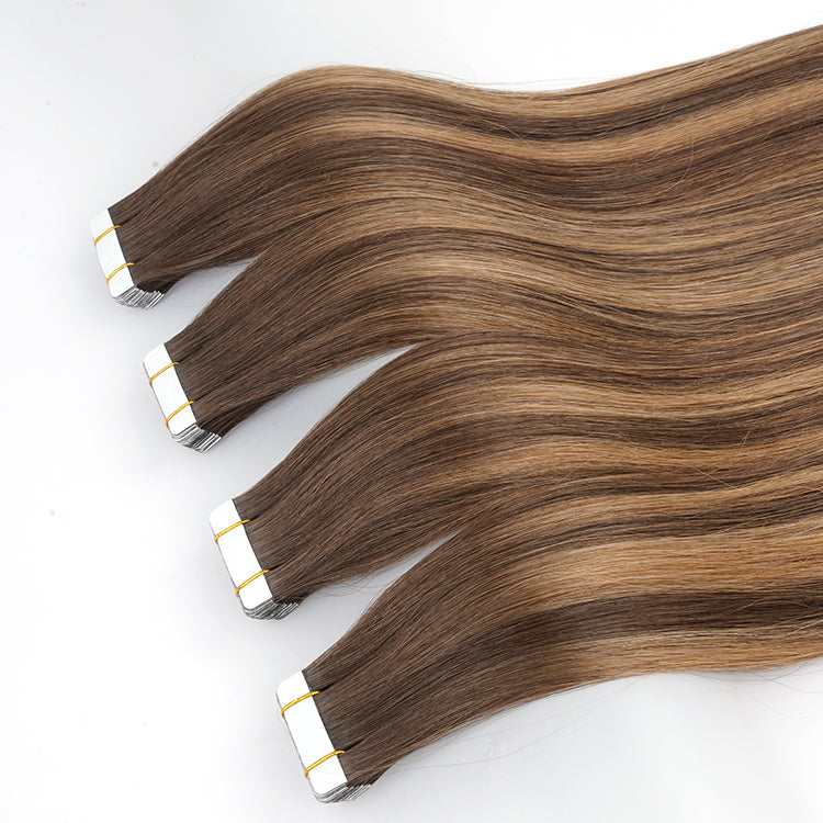 100g 40Pcs/pack 10 Inch Tape in Hair Extensions REMY Human Hair, Secure Skin Weft Hair Extensions Seamless