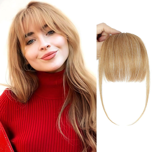 Blonde Bangs Fringe Clip in Bangs Human Hairpieces for Women Fake Bangs for Daily Wear