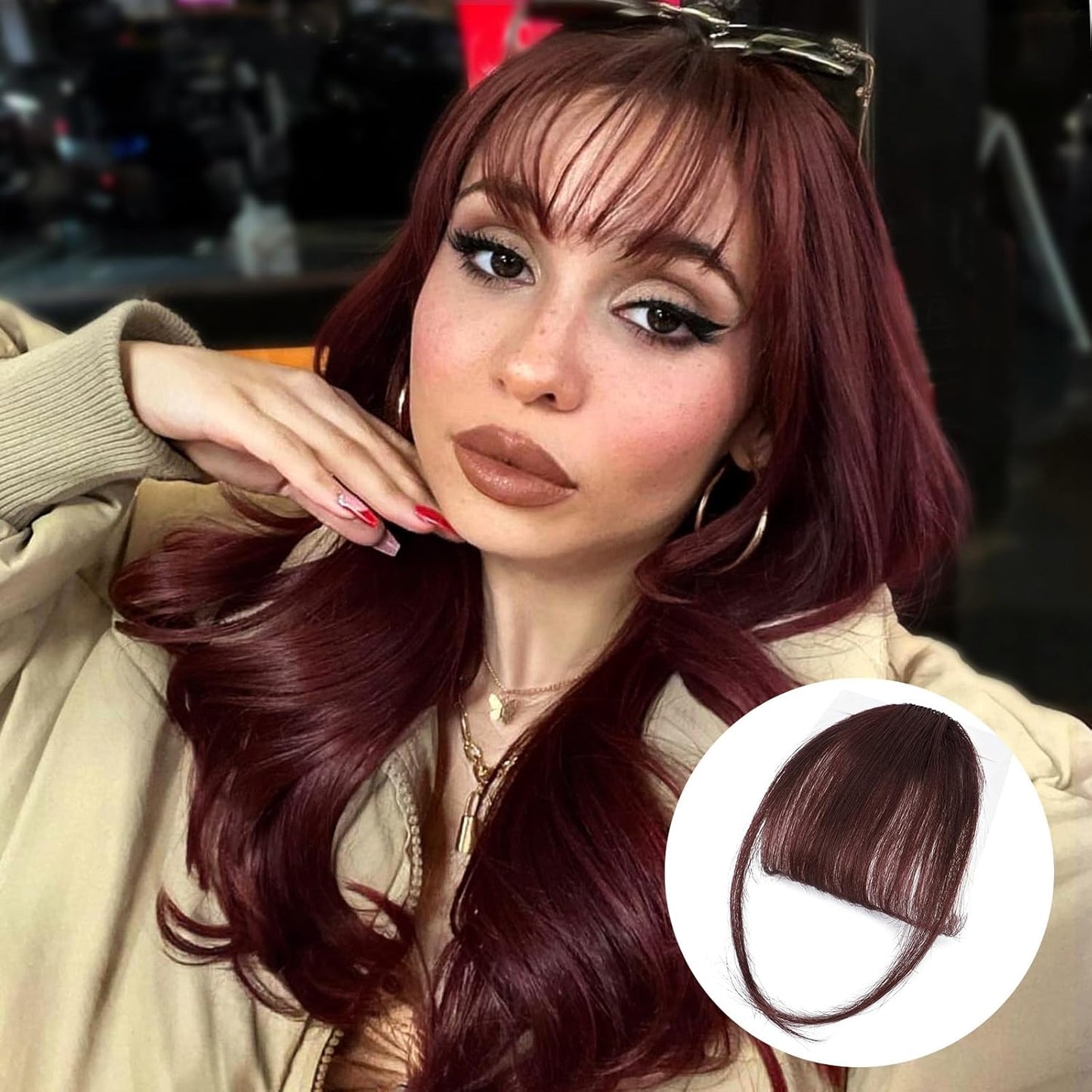 100% Human Hair Wispy Bangs Fringe Clip in Bangs Hairpieces for Women Fake Bangs for Daily Wear