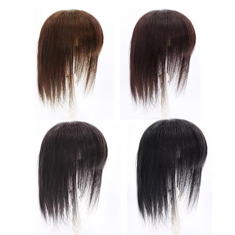 Straight Human Hair Toppers for Women Real Human Hair With Bangs, Hair Pieces for Thinning Hair Wiglets