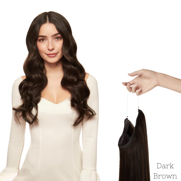 Remy Human Halo Hair Extensions Natural Hidden Wire