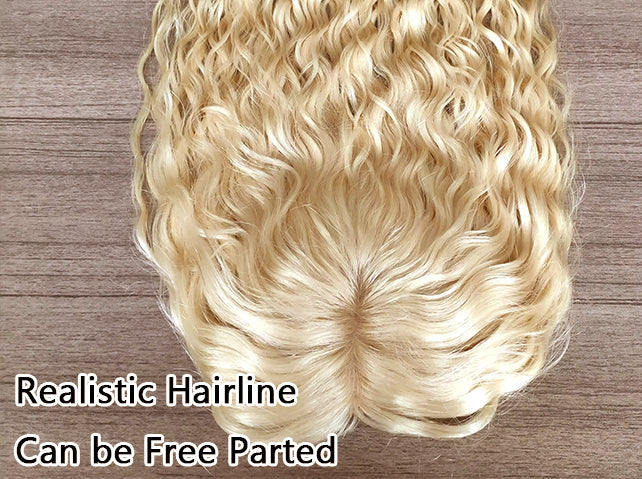 9*14 Premium Curly Mono Base Human Hair Toppers for Women