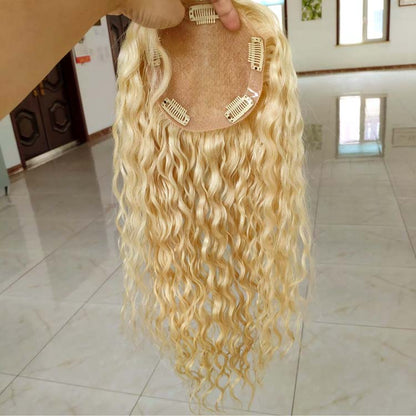 9*14 Premium Curly Mono Base Human Hair Toppers for Women