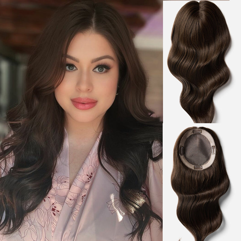 Grey Premium Human Hair Crown Topper for Women