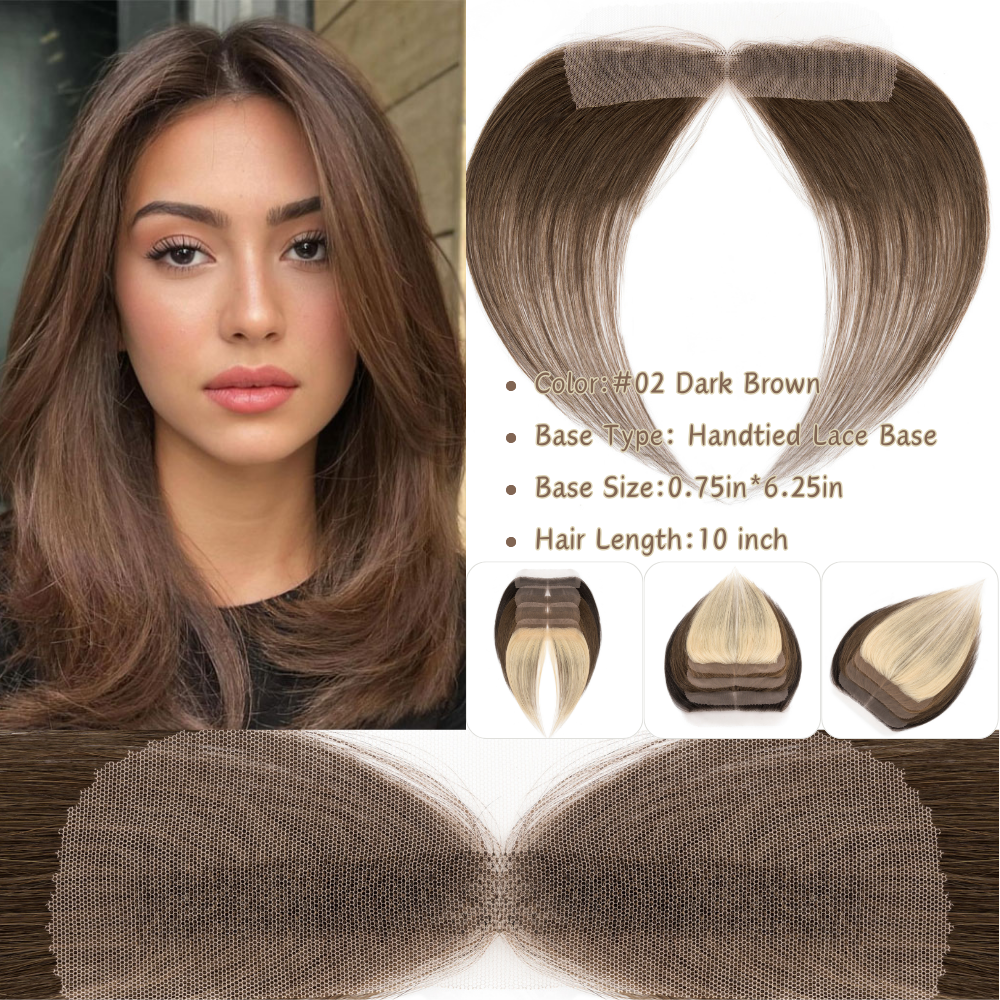Lace Front Human Hair Toppers Hairline Hair Patch Hand-woven Single Knot Natural Invisible Replacement Hairpiece