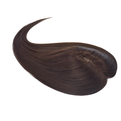 #8 Medium Brown 3*5" Silk Base Human Hair Topper