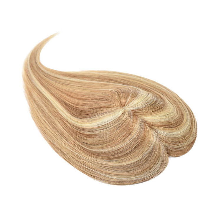 #8 Medium Brown 3*5" Silk Base Human Hair Topper