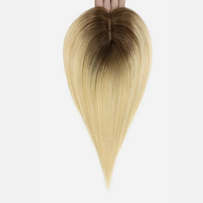 5"*5" Large Base Ombre Light Blonde Hair Toppers for Women 100% Human Hair Topper
