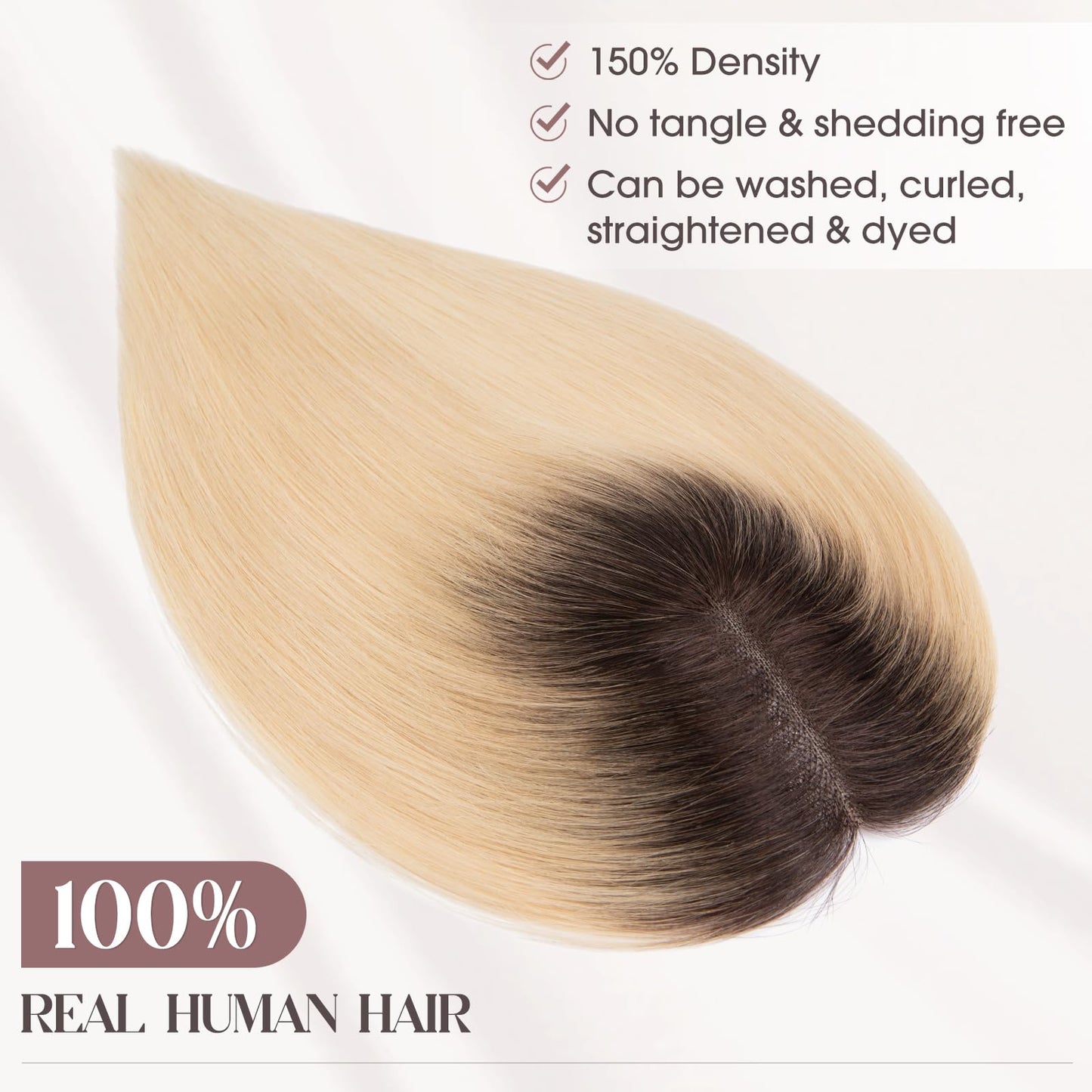 5"*5" Large Base Ombre Light Blonde Hair Toppers for Women 100% Human Hair Topper