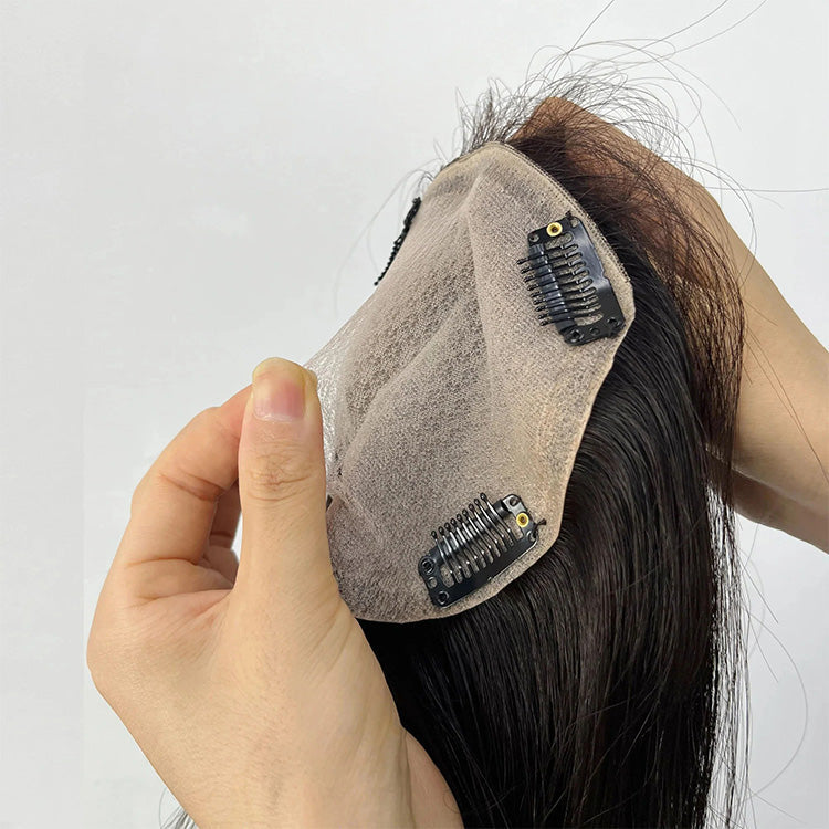 Straight Human Hair Toppers for Women Real Human Hair With Bangs, Hair Pieces for Thinning Hair Wiglets