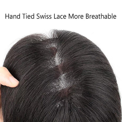 Swiss Base Straight Human Hair Toppers for Women Real Human Hair No Bangs, Hair Pieces for Thinning Hair Wiglets