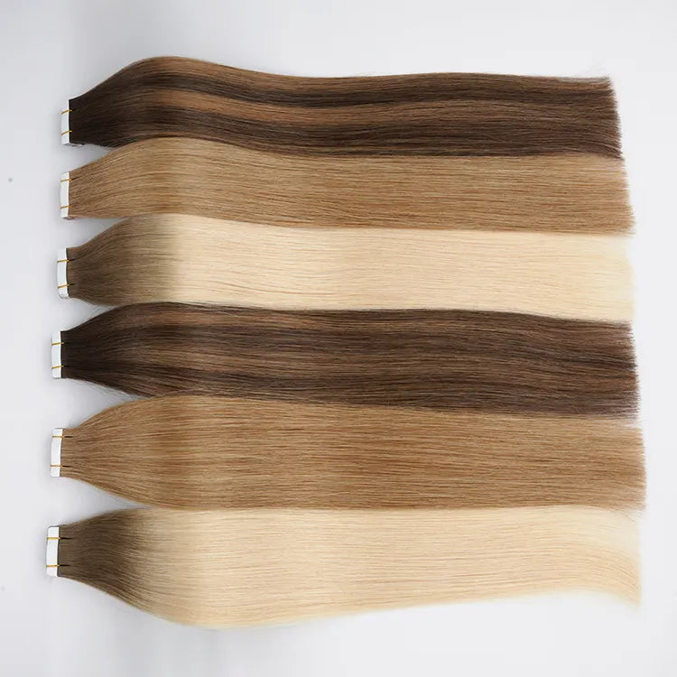 100g 40Pcs/pack 10 Inch Tape in Hair Extensions REMY Human Hair, Secure Skin Weft Hair Extensions Seamless