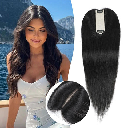 1.5"x5"  Silk Base Straight Real Human Hair Toppers  With Highlights
