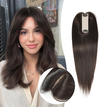 1.5"x5"  Silk Base Straight Real Human Hair Toppers  With Highlights