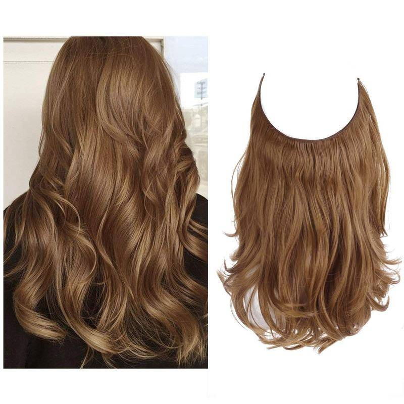 20 inch Ash Blonde Highlights Remy Human Halo Hair Extension Natural Hidden Wire
