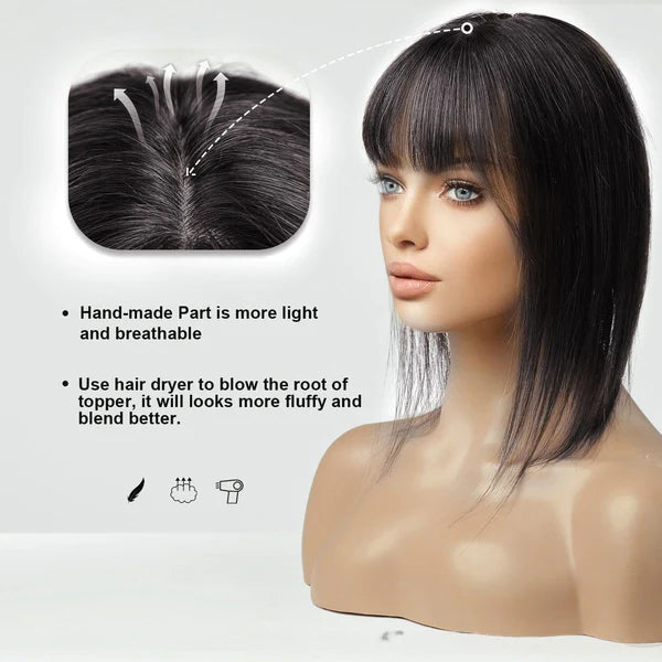 100% Real Human Hair Clip in Topper Hair Pieces for Women