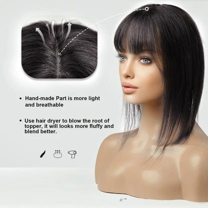 100% Real Human Hair Clip in Topper Hair Pieces for Women