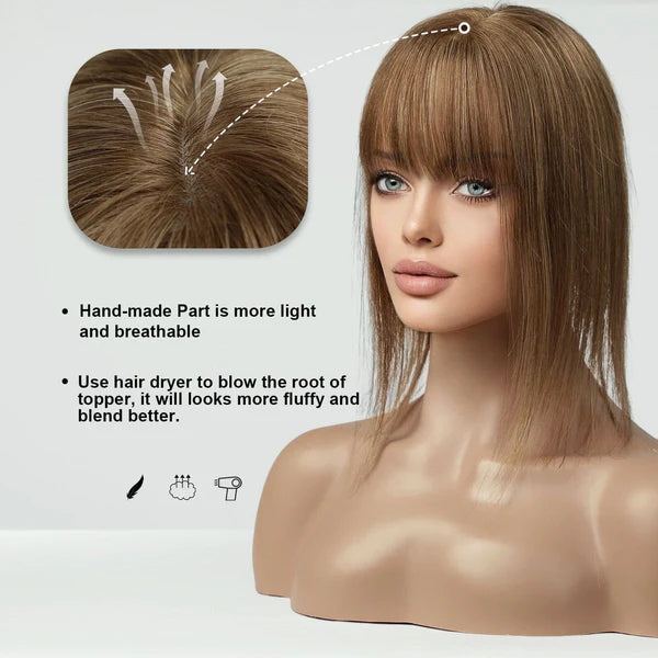 100% Real Human Hair Clip in Topper Hair Pieces for Women