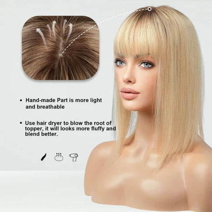 100% Real Human Hair Clip in Topper Hair Pieces for Women