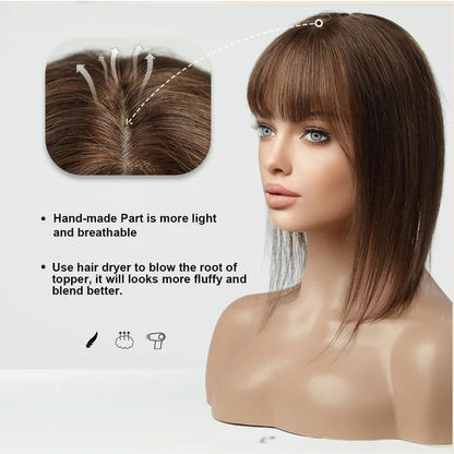 100% Real Human Hair Clip in Topper Hair Pieces for Women