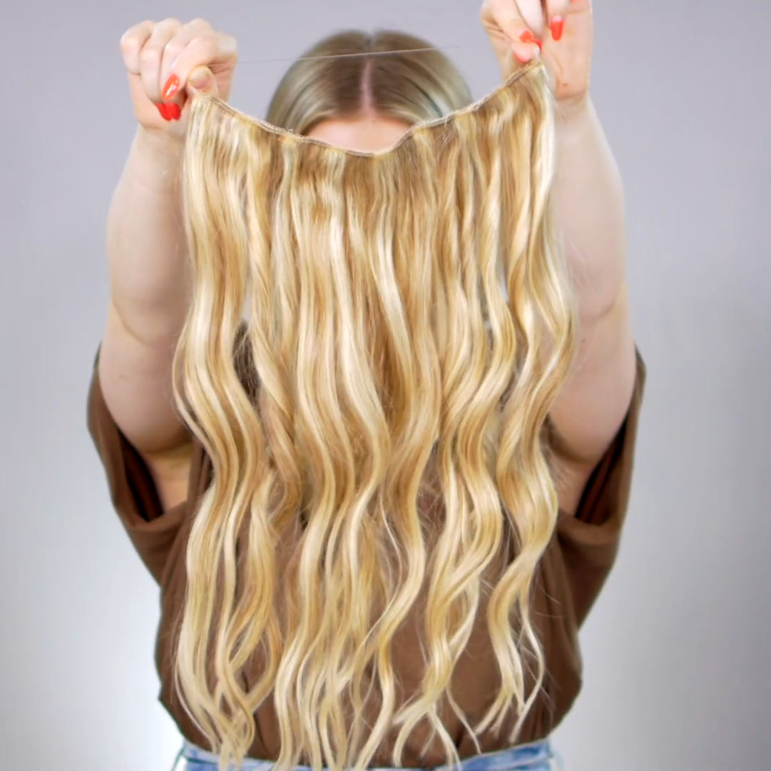 Remy Human Halo Hair Extensions Natural Hidden Wire