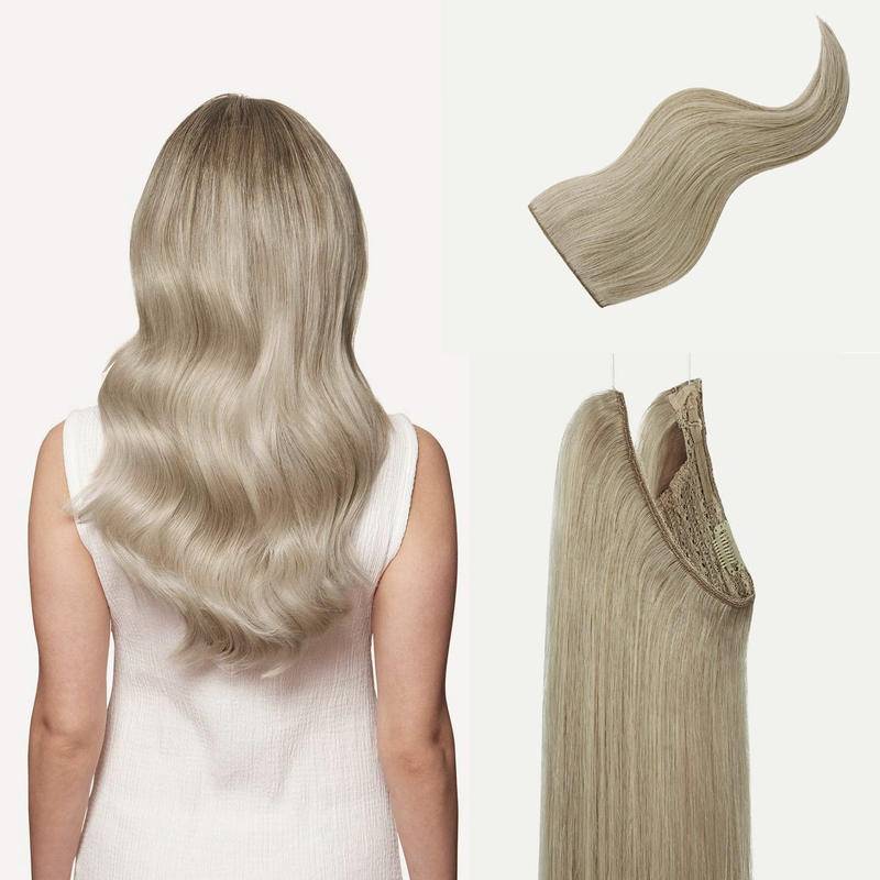 Remy Human Halo Hair Extensions Natural Hidden Wire