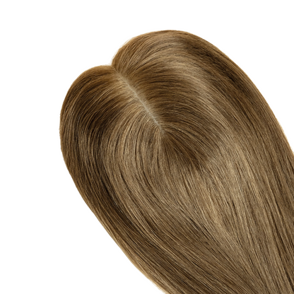 #8 Medium Brown 3*5" Silk Base Human Hair Topper