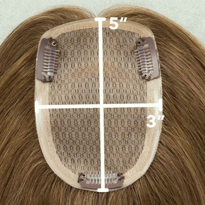 #8 Medium Brown 3*5" Silk Base Human Hair Topper