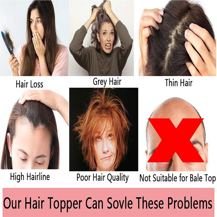 Straight Human Hair Toppers for Women Real Human Hair With Bangs, Hair Pieces for Thinning Hair Wiglets