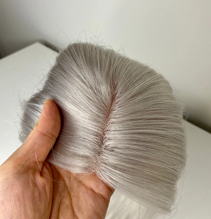 100% Virgin Remy Light Silver Mono Base Human Hair Topper for Women