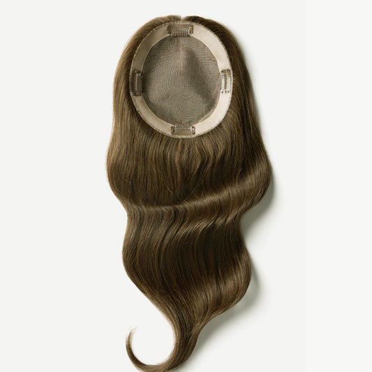 5*6" Mono Base Wavy Human Hair Toppers with Bangs for Women