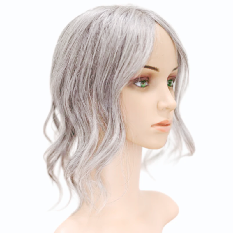Silver Stone Wavy Human Hair Topper for Women