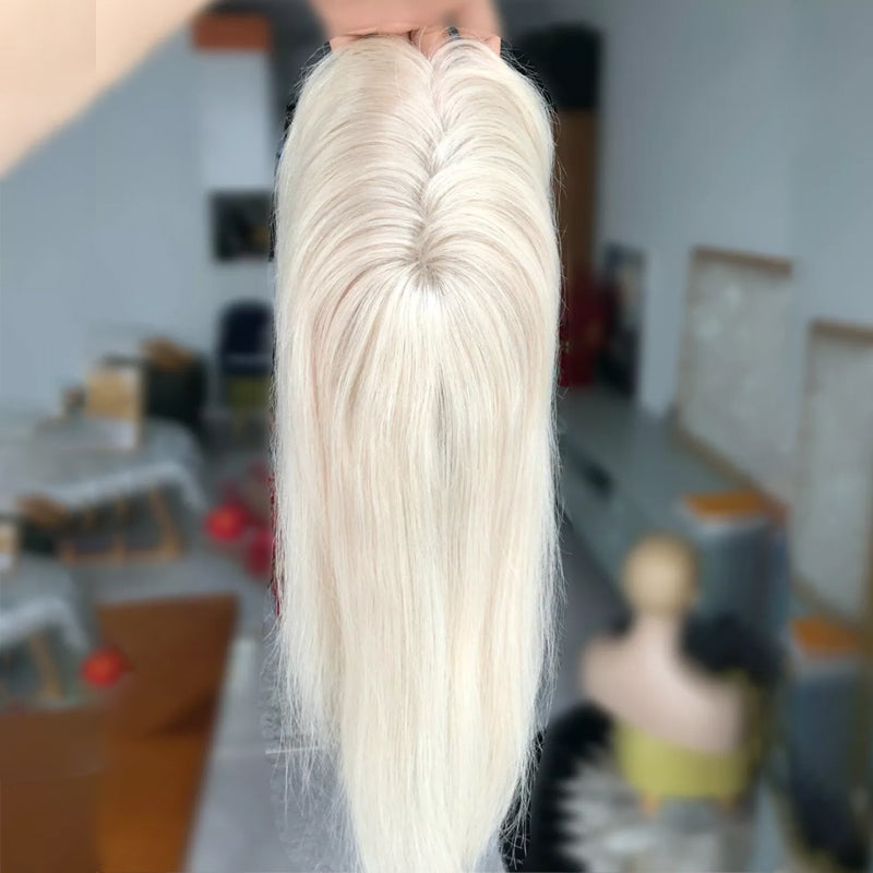 Salt and Pepper Hand tied Mono Base Remy Human Hair Topper For Women【Pre Sale】