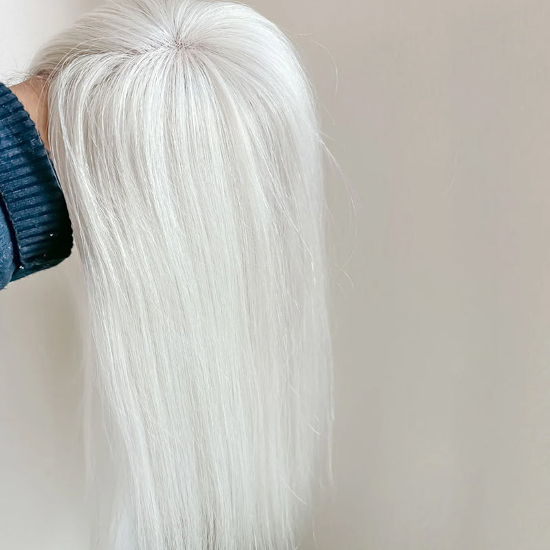 Grey Hand tied Mono Base 100% Brazilian Virgin Human Hair Topper For Women【Pre Sale】