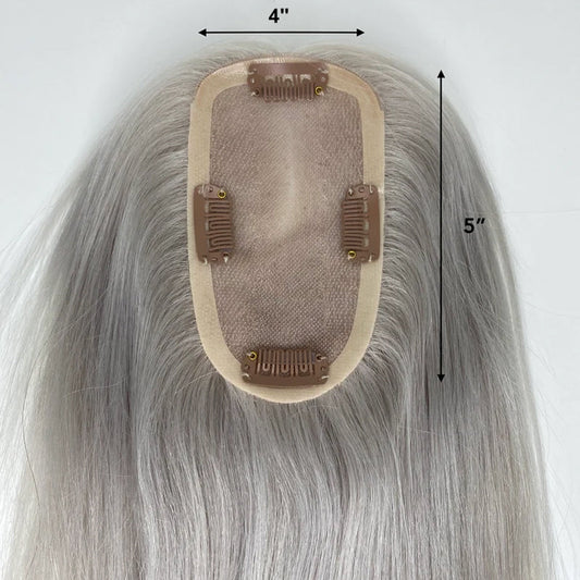 Silver Hand tied Mono Base 100% Brazilian Virgin Human Hair Topper For Women【Pre Sale】