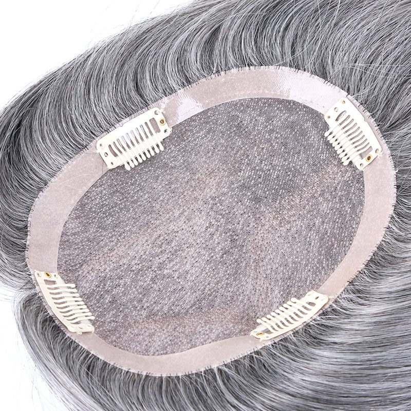 Grey Hand tied Mono Base 100% Brazilian Virgin Human Hair Topper For Women【Pre Sale】