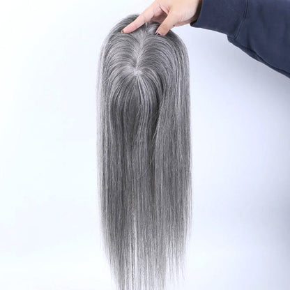 100% Virgin Remy Light Silver Mono Base Human Hair Topper for Women