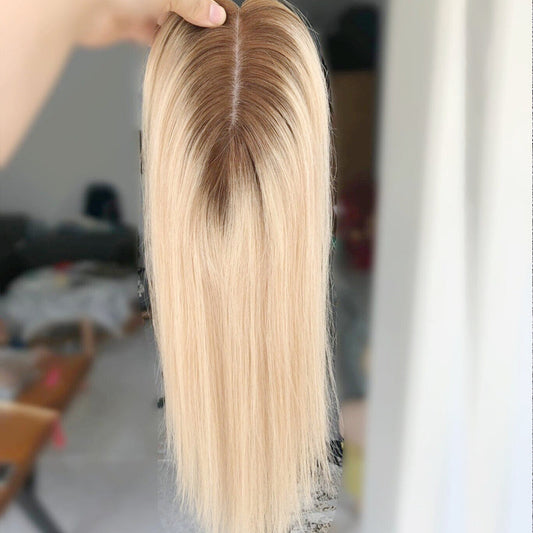 3"×5" Blonde Ombre Balayage Human Hair Topper for Women