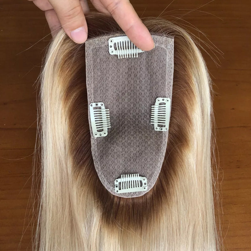 3"×5" Blonde Ombre Balayage Human Hair Topper for Women