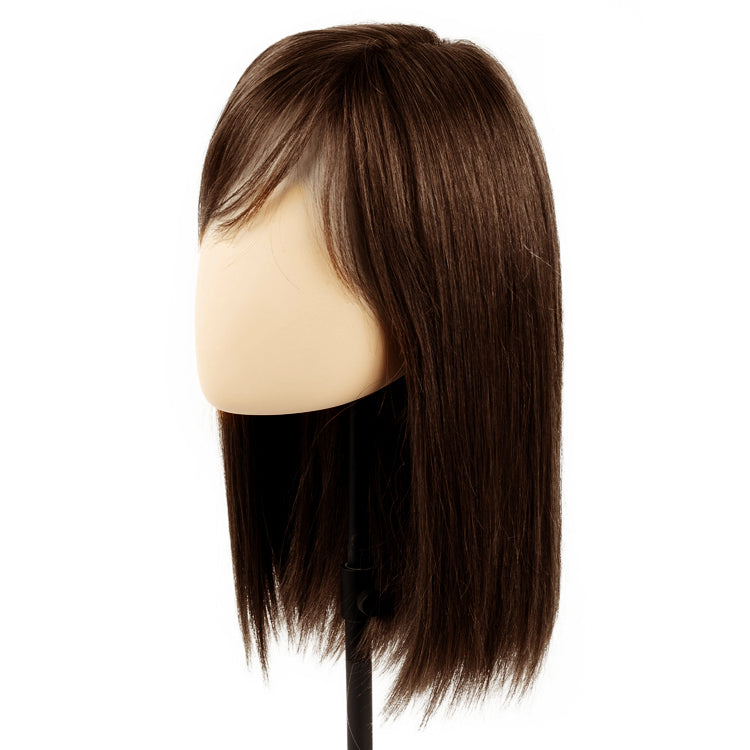 9x14cm Hand Tied Silk Base Hair Toppers for Women Real Human Hair with Bangs