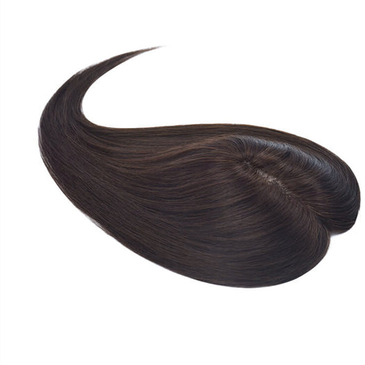 #8 Medium Brown 3*5" Silk Base Human Hair Topper