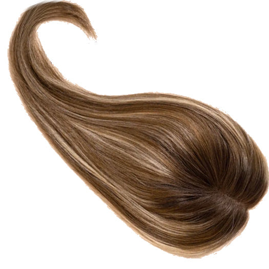 Brown Highlight Clip on Premium Human Hair Topper for Women
