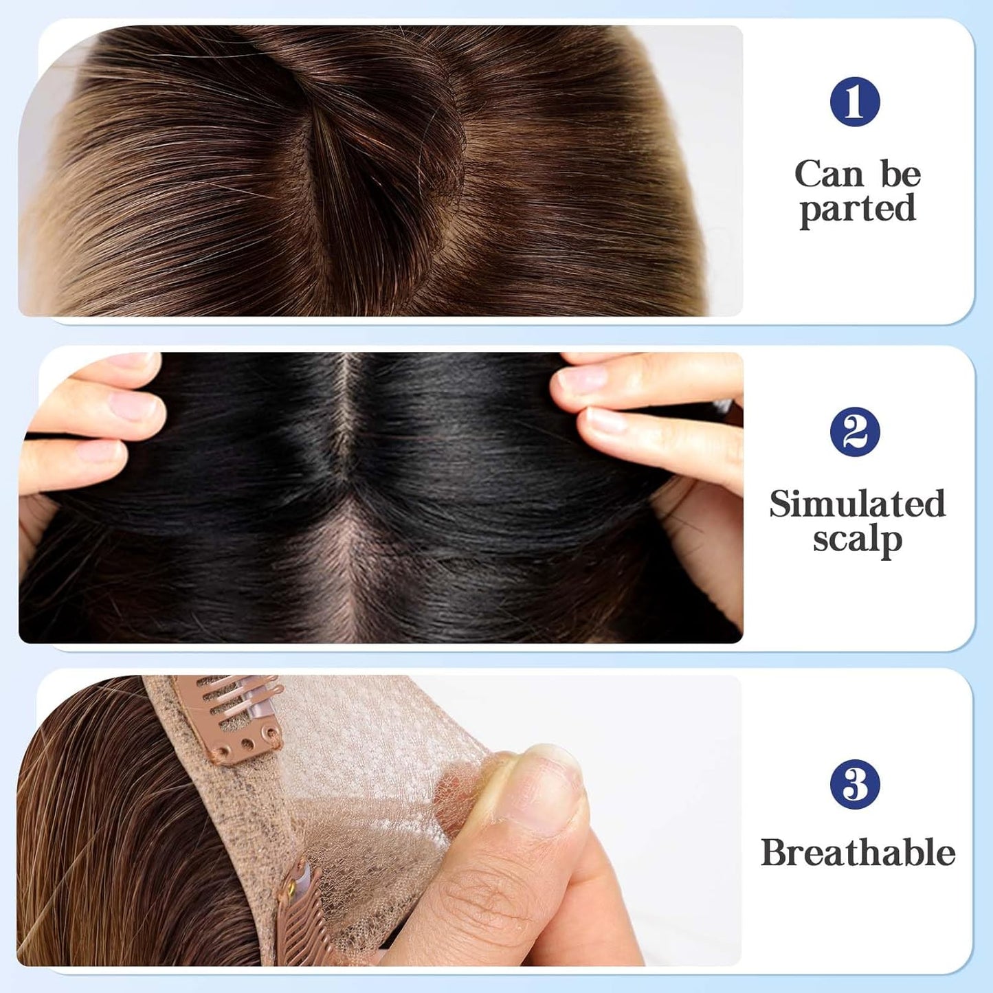 5"*5" Large Base Ombre Light Blonde Hair Toppers for Women 100% Human Hair Topper