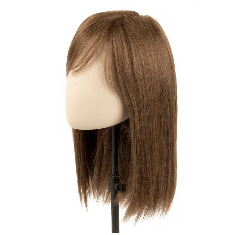 9x14cm Hand Tied Silk Base Hair Toppers for Women Real Human Hair with Bangs