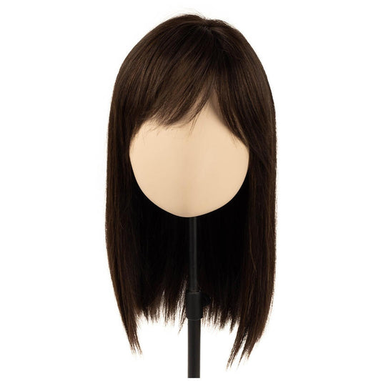 9x14cm Hand Tied Silk Base Hair Toppers for Women Real Human Hair with Bangs