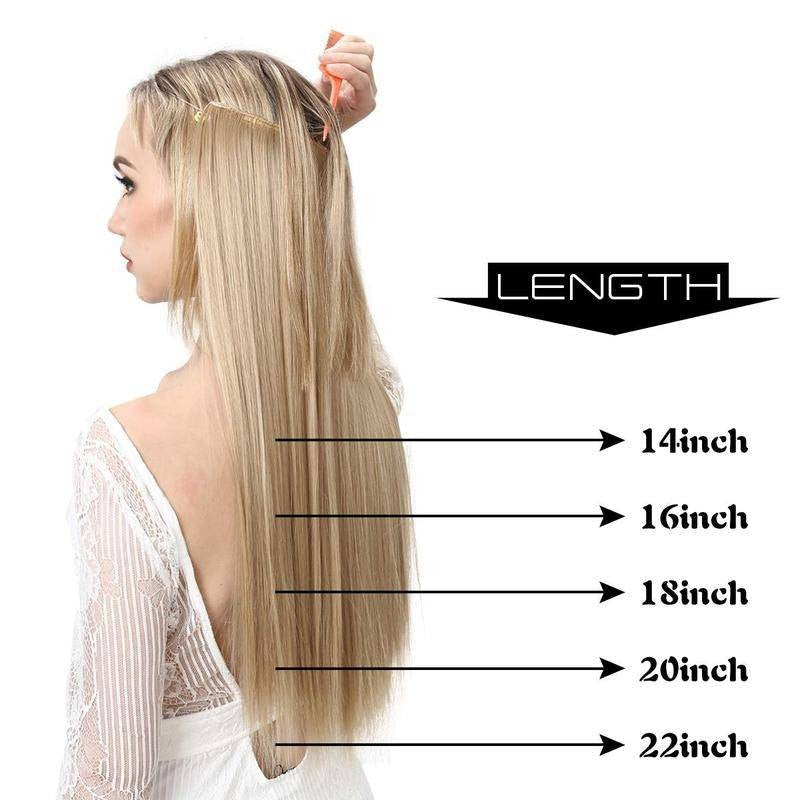 20 inch Ash Blonde Highlights Remy Human Halo Hair Extension Natural Hidden Wire