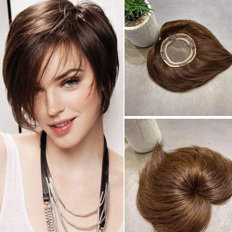 10*12 cm Mono Base Short Straight Human Hair Topper for Women