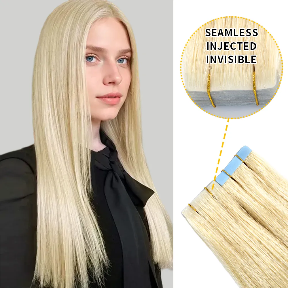 Seamless Hand-Tied Invisible Tape In Hair Extension 20Pcs Virgin Human Hair