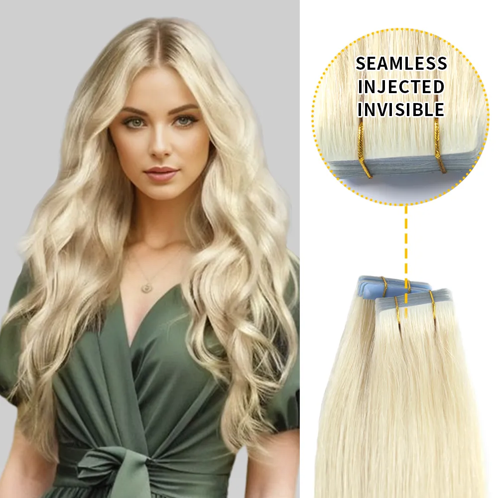 Seamless Hand-Tied Invisible Tape In Hair Extension 20Pcs Virgin Human Hair