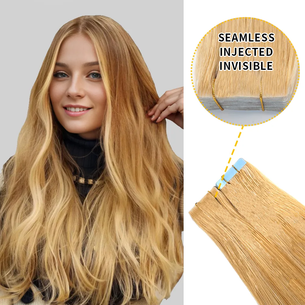 Seamless Hand-Tied Invisible Tape In Hair Extension 20Pcs Virgin Human Hair